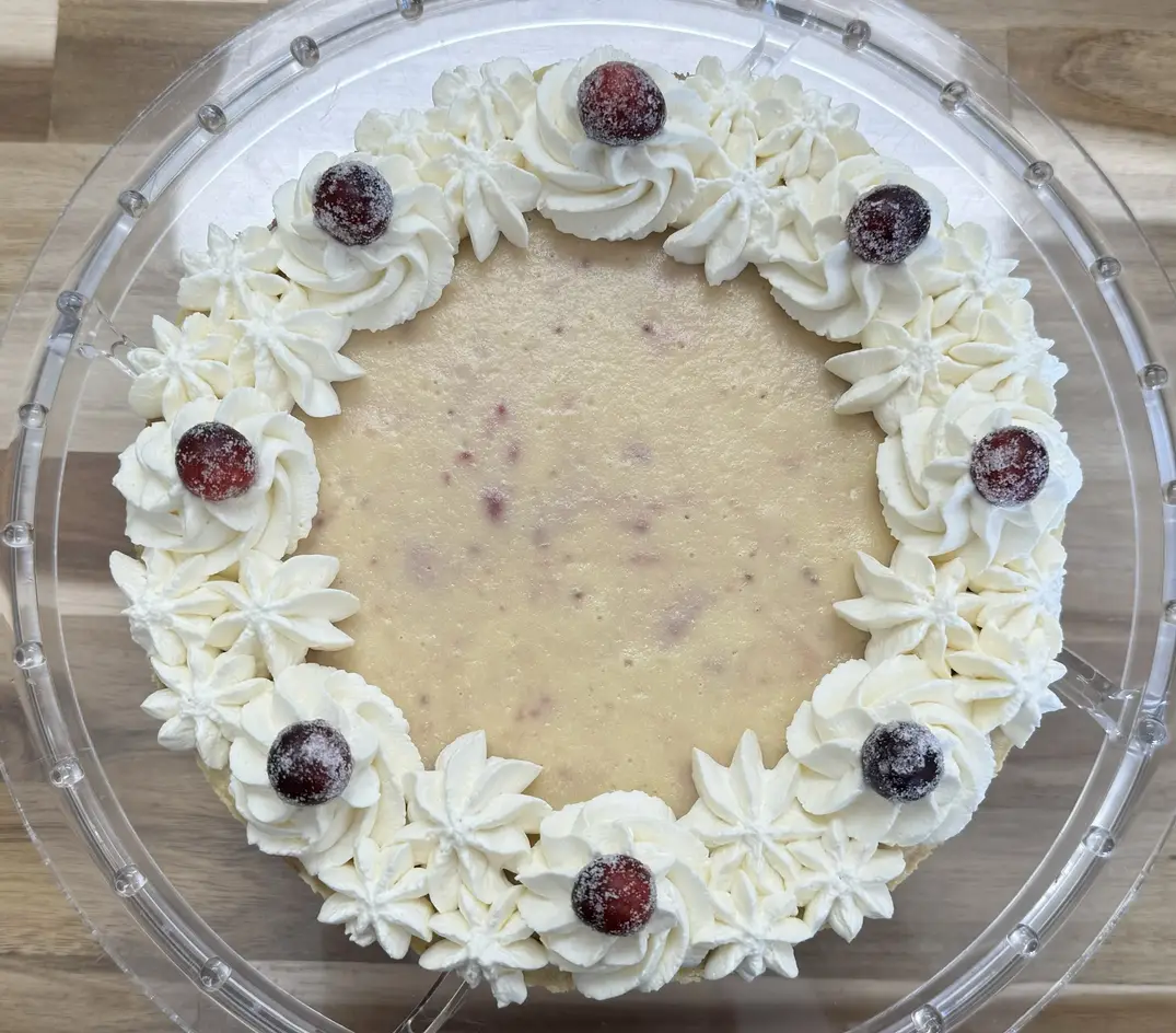 Gluten Free White Chocolate Cranberry Cheesecake